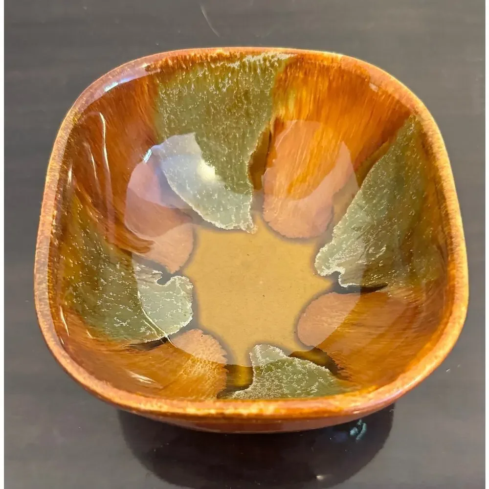 DRYDEN Vintage Mid-Century Pottery Drip Glaze Bowl - Picture 1 of 3